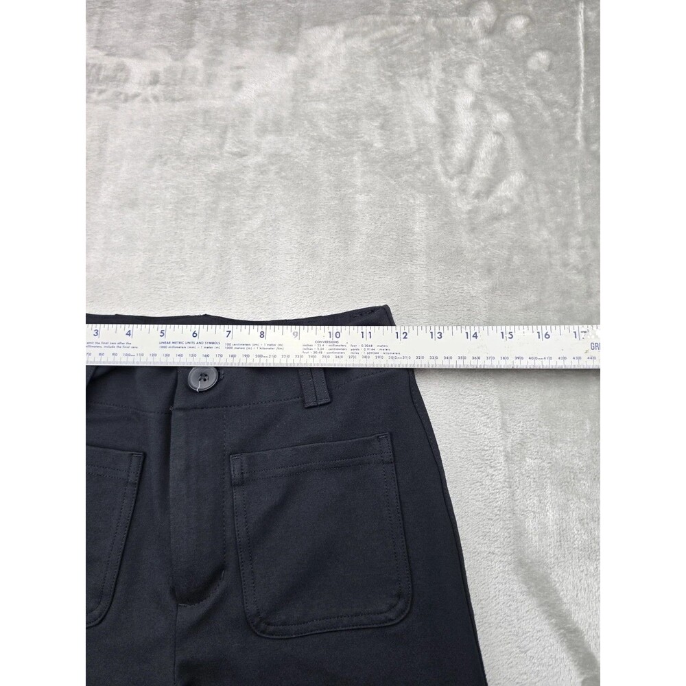 A New Day Women Size 4 Black Wide Leg Pants High Rise Patch Pockets Stretch - Picture 3 of 7